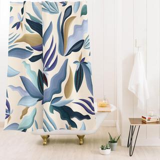 Evamatise Moody Palms on Cream Retro Shower Curtain