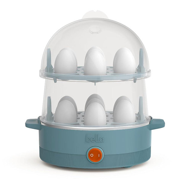 bella Electric Egg Cooker, 14 Eggs Capacity Tray, Double Stack, for Poached, Scrambled, Hard, Medium & Soft Boiled Eggs, Omelets and Steamed Dumplings, Auto Shutoff, 360 Watt, Oatmilk