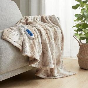 Beautyrest Zuri Reversible Faux Fur to Mink Electric Blanket 50x70", Color - Sand