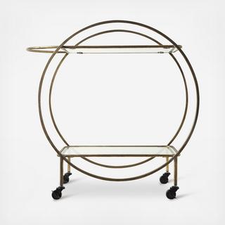 Metal Glass 2-Tier Bar Cart