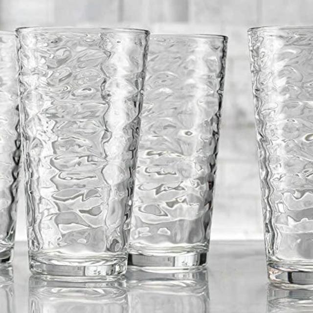 Glaver's Drinking Glasses - Set of 10 - Highball Glass Cups, Premium Quality Cooler 17 oz. Ribbed Glassware. Ideal for Water, Ju