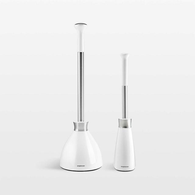 simplehuman ® White Toilet Brush and Plunger Set