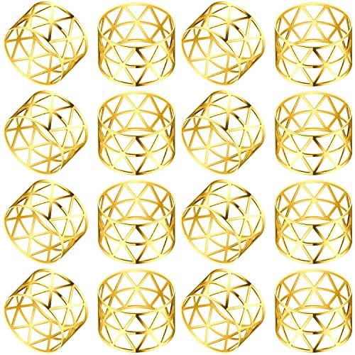 KPOSIYA Set of 20 Napkin Rings with Hollow Out Design Gold Napkin Ring Holder for Wedding Party Holiday Banquet Christmas Dinner Delicate Serviette Buckles Decor Favor (20, Style 2-Gold)