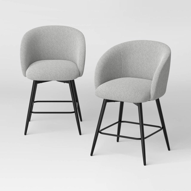 2pk Barrel Back with Metal Base Counter Stool Gray - Room Essentials™