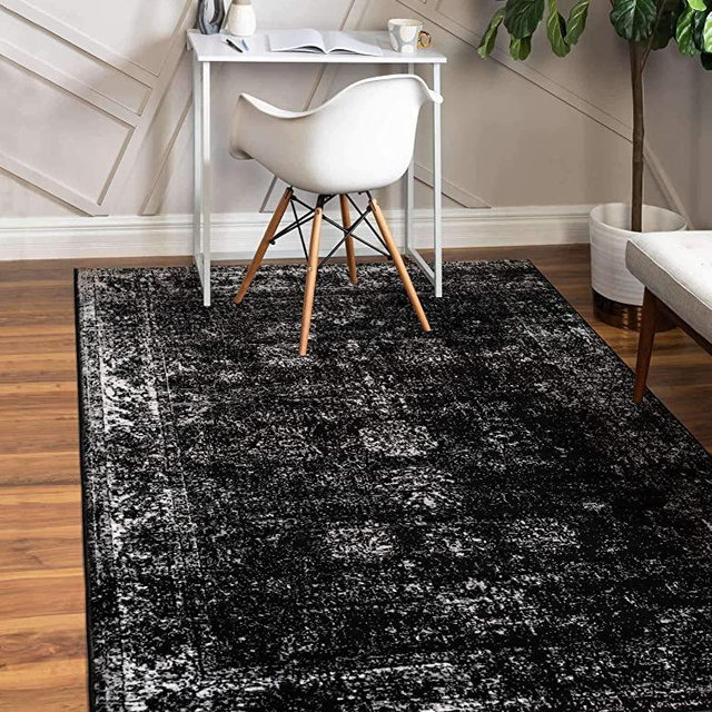 Unique Loom Sofia Collection Traditional Vintage Area Rug, 9' x 12', Black/Ivory