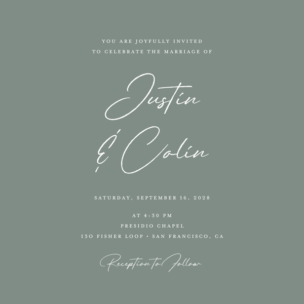 Burke Square | Calming Sage | Zola Wedding Invitations