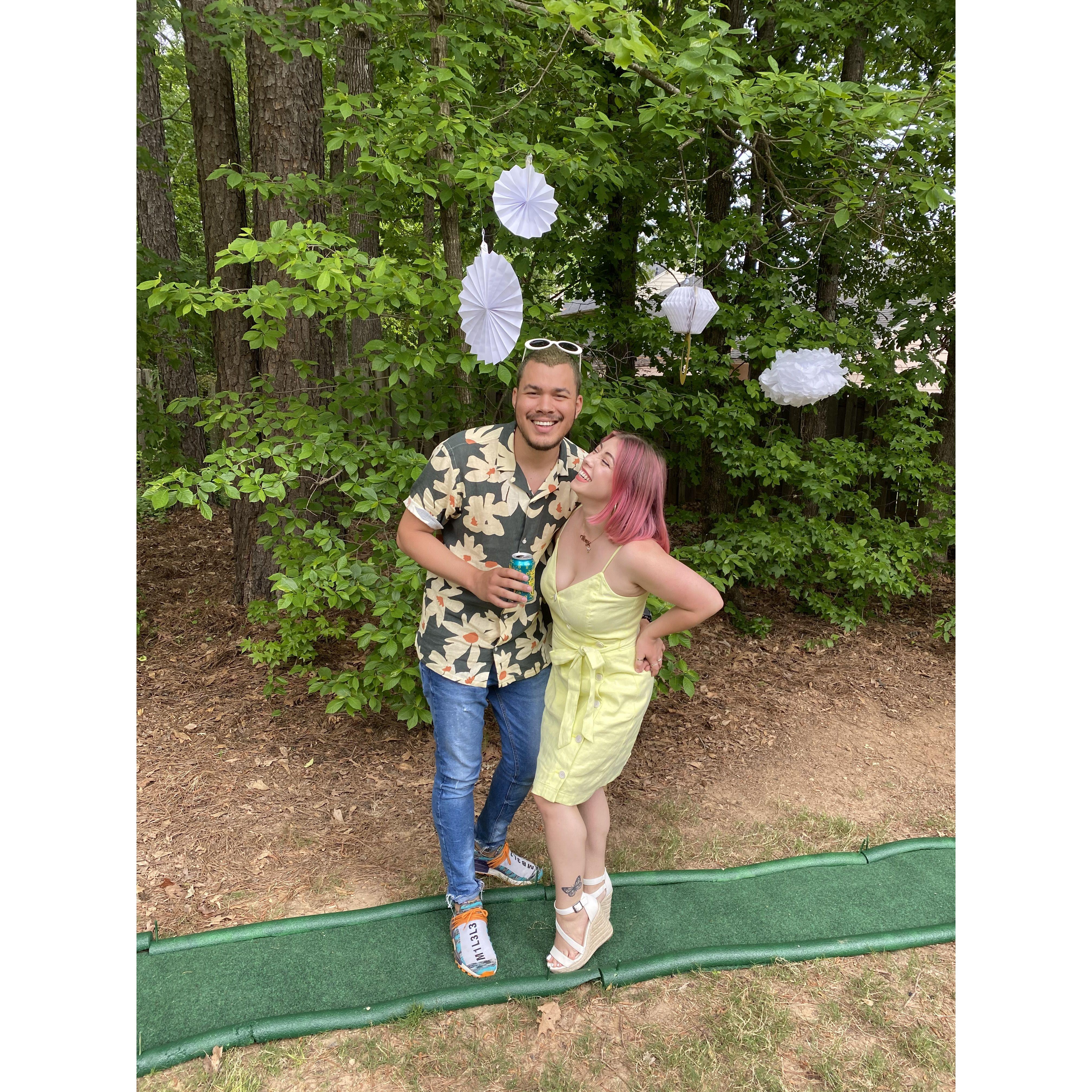 Us celebrating our friends engagement!