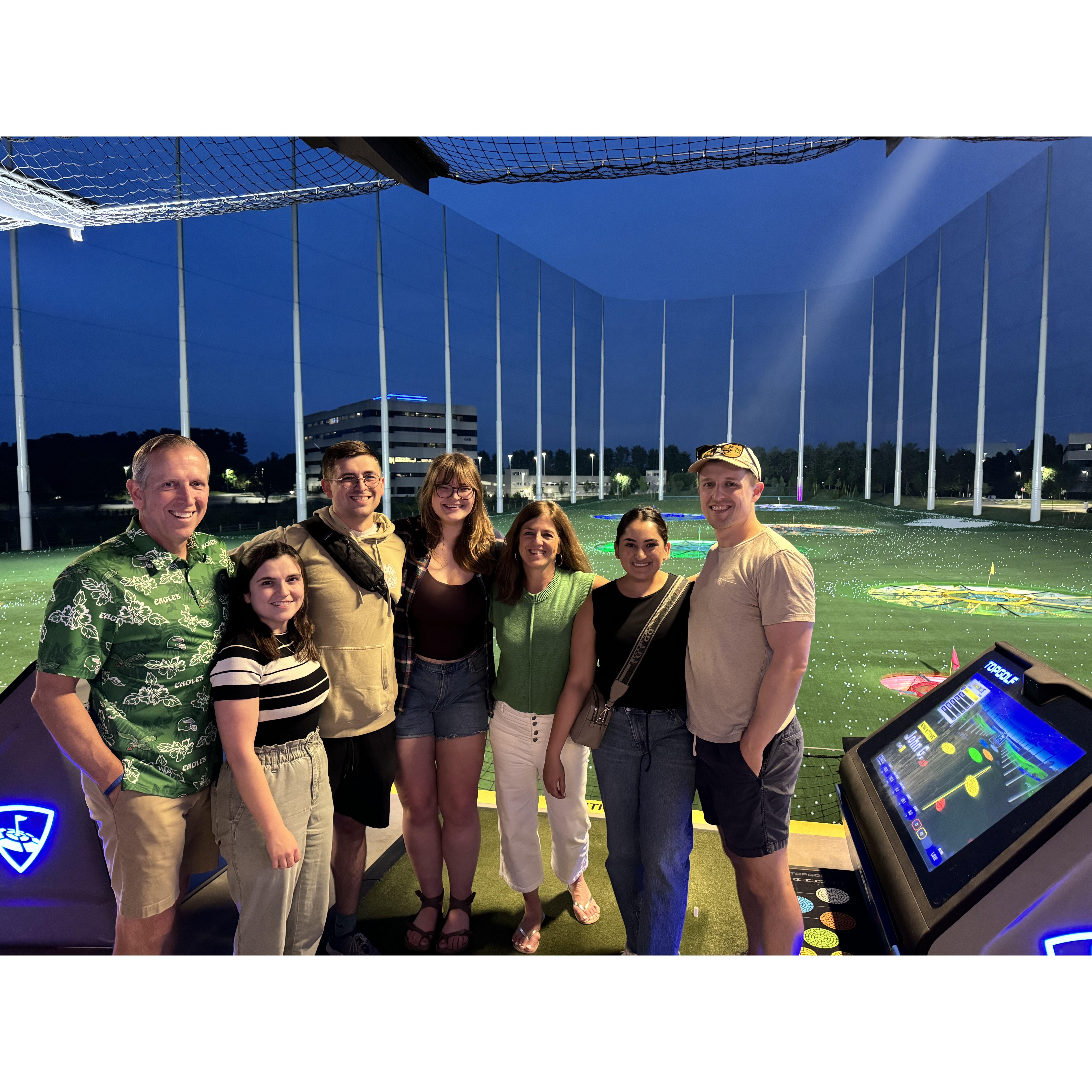 2025 - a fam trip to top golf. Gotta squeeze in all the time w/ Aishani and Ryan we can when they are on the East Coast!