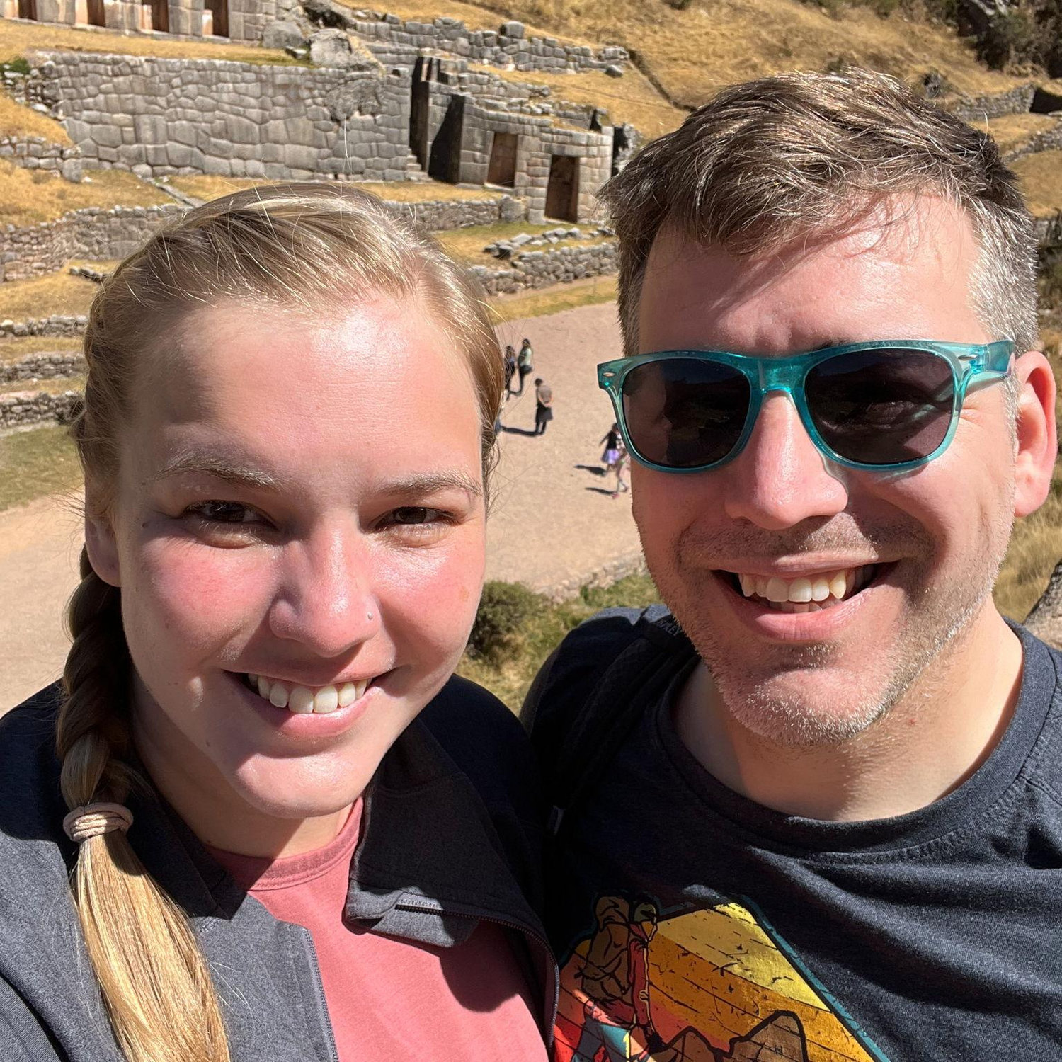 Hiking between Inca ruins in Cusco, Peru
