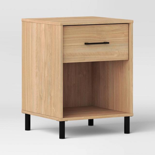 Mixed Materials Nightstand Updated Base Natural Wood - Room Essentials™