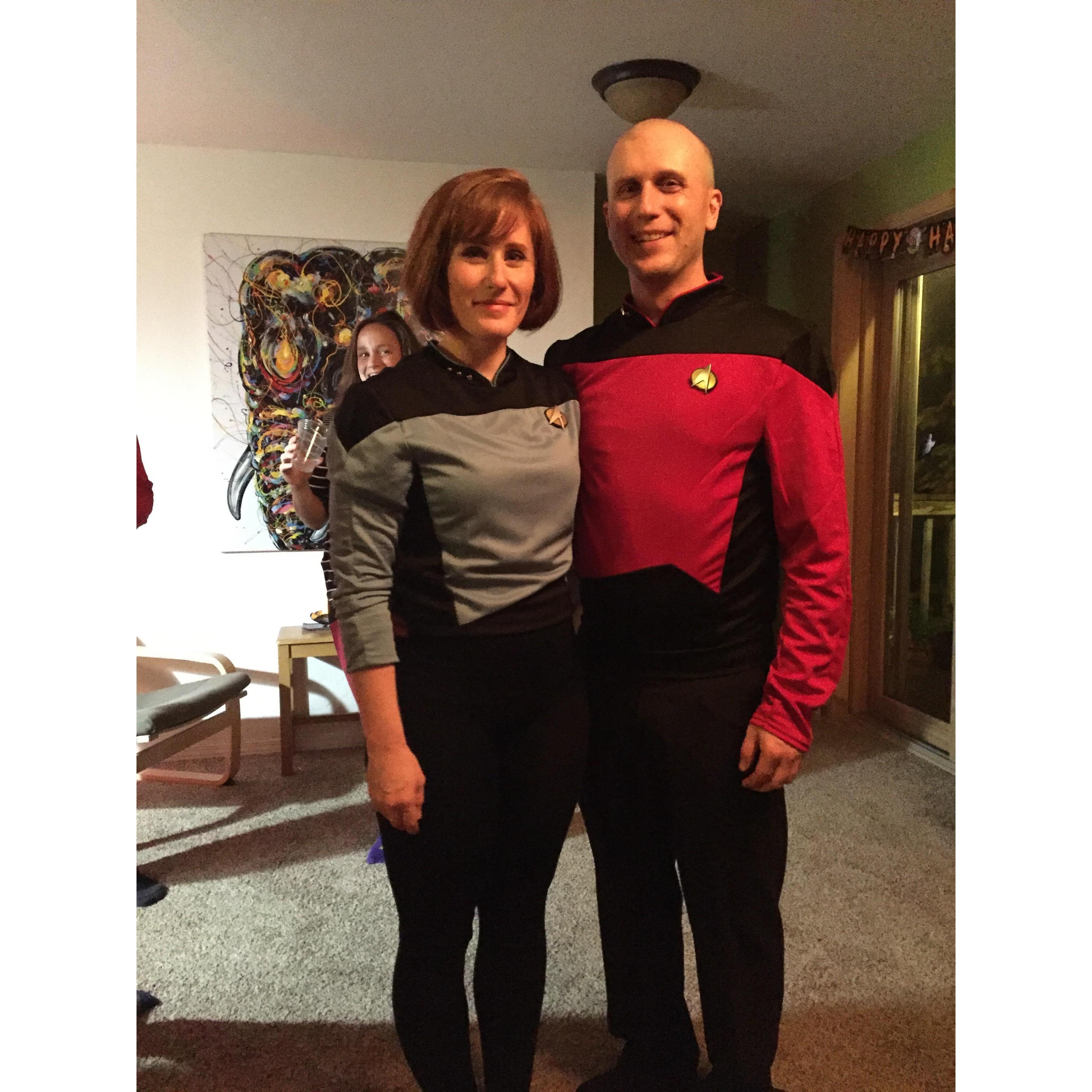 Halloween 2017: Star Trek TNG Beverly Crusher and Jean Luc Picard.