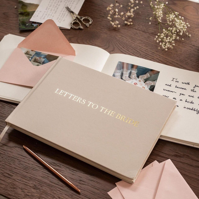Letters to the Bride Embossed Foil Book - 11.5x8.5" Custom Scrapbook Photo Album Bachelorette Bridal Shower Guestbook Gift Wedding Keepsake