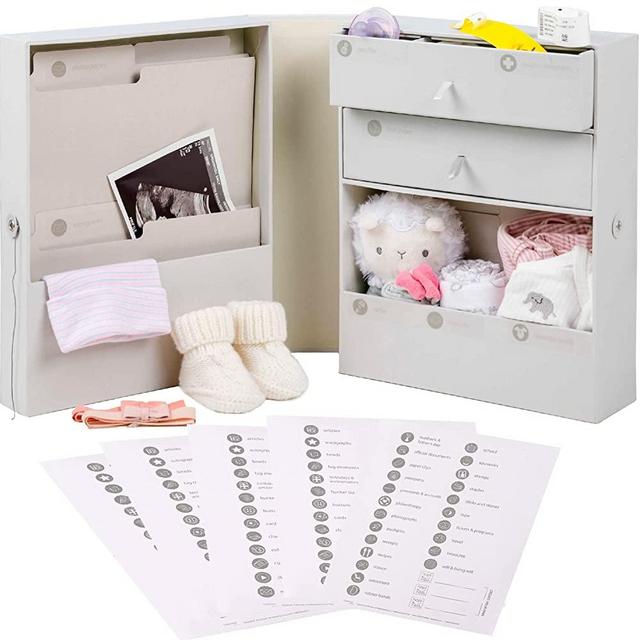 Hapinest Baby Keepsake Organizer Memory Box | Newborn Registry & Baby Shower Gifts for New Moms and Dads