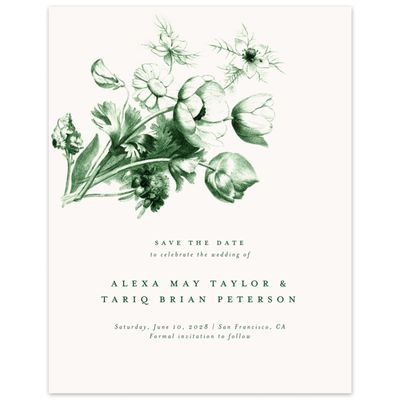 Emerald, Green Wedding Digital Save the Date - Tulipier Portrait