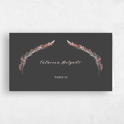 Dark Charcoal, Black Wedding Place Card - Kenela