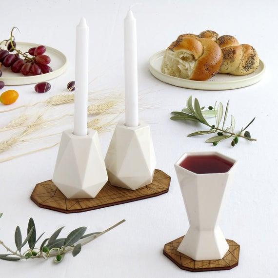 Modern Judaica Shabbat Set