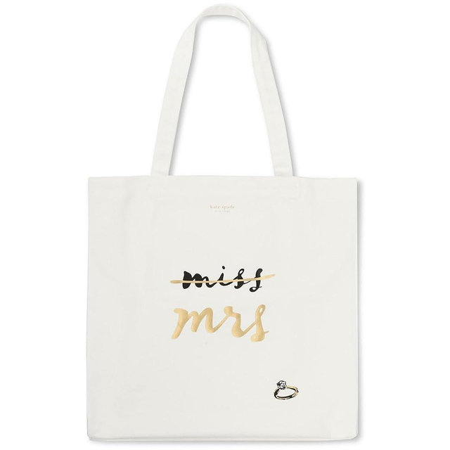 kate spade new york Cute Canvas Tote Bag for Women, Canvas Beach Bag, Bridal Book Tote with Pocket, Miss to Mrs…