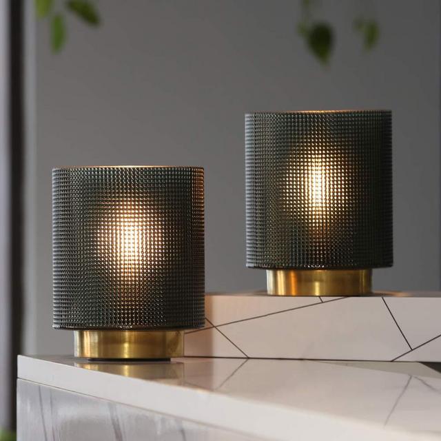 Battery Operated Table Lamps with Timer, 2-Pack Decorative Cordless Lanterns, Battery Powered Nightlight with LED Bulb, Home Decor Lights for Living Room Bedroom Bedside Tabletop Patio (Dark Green)