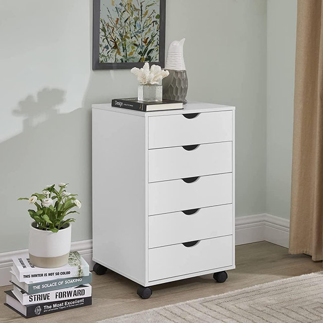 Naomi Home Office File Cabinets Wooden File Cabinets for Home Office Lateral File Cabinet Wood File Cabinet Mobile File Cabinet Mobile Storage Cabinet Filing Storage Drawer White/5 Drawer