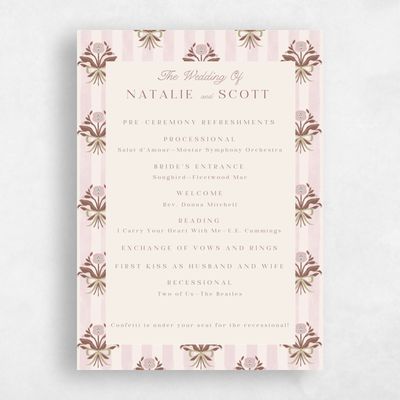 Pink Standard Wedding Program - Clematide