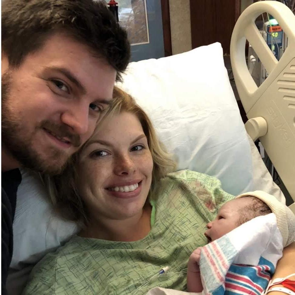 Our first picture with our son, Brady.