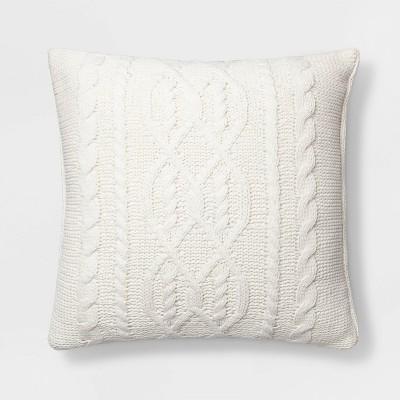 Cable Knit Chenille Oversize Square Pillow Cream - Threshold™