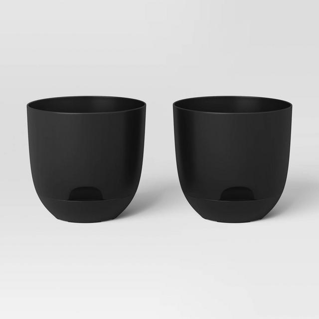 2pk Indoor/Outdoor Self-Watering Planters Black - Room Essentials™