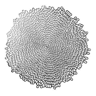 Benson Mills Pressed Vinyl Placemat (Set of 4), 15", Bloom-Silver/Black