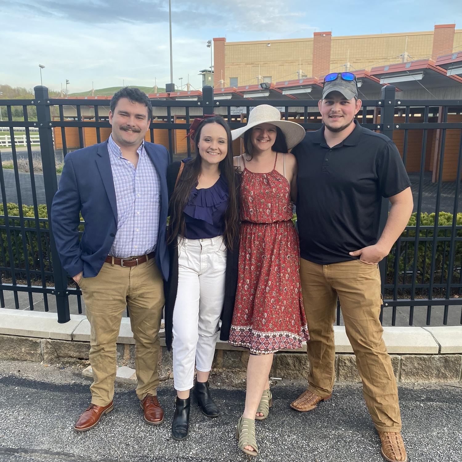 Parker, Brennan, Erin, and Noah at Presque Isle Downs and Casino for the Kentucky Derby 2023
