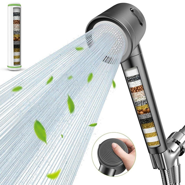 Fitespot Filtered Shower Head with Handheld, 3 Modes High Pressure Shower Heads, Shower Head with Filters 18 Layers for Hard Water, Remove Chlorine and Harmful Substance, Reduce Dry Skin