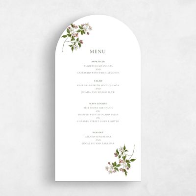 White Arch Wedding Menu - Malyly