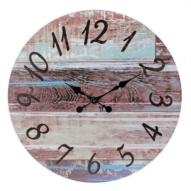 23.6" Round Rustic Wall Clock Brown - Stonebriar Collection