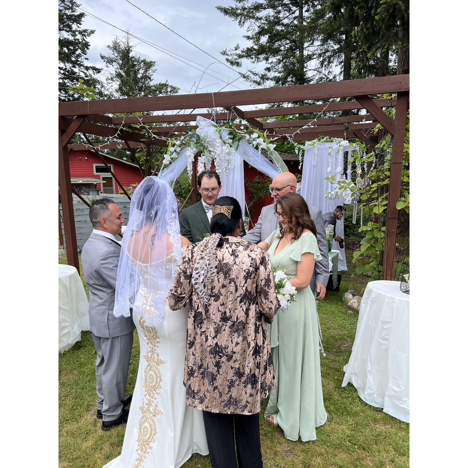 The parents all blessing our marriage.