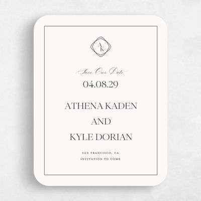 Beige Rounded Wedding Save the Date - Ragusa Portrait