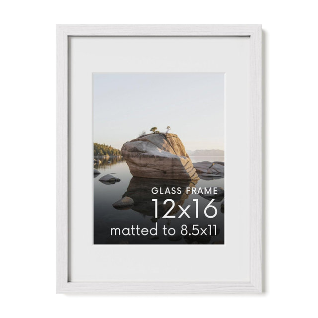 Haus and Hues Oak Picture Frame with Glass, White, 12x16