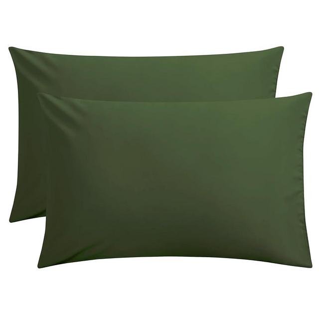FLXXIE 2 Pack Microfiber Queen Pillow Cases, 1800 Super Soft Pillowcases with Envelope Closure, Wrinkle, Fade and Stain Resistant Pillow Covers, 20x30, Olive Green
