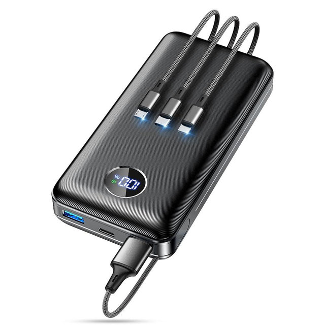 Portable Charger Power Bank - 60,000mAh Battery Pack, 22.5W Fast Charging Phone Charger with USB-C/iOS/Micro-USB Cable, Powerbank for iPhone 16 15 14 13 12 Samsung Google, Travel Camping Essentials