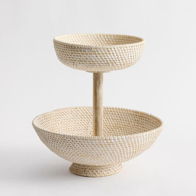 Tava Handwoven Tiered Stand - Light Natural