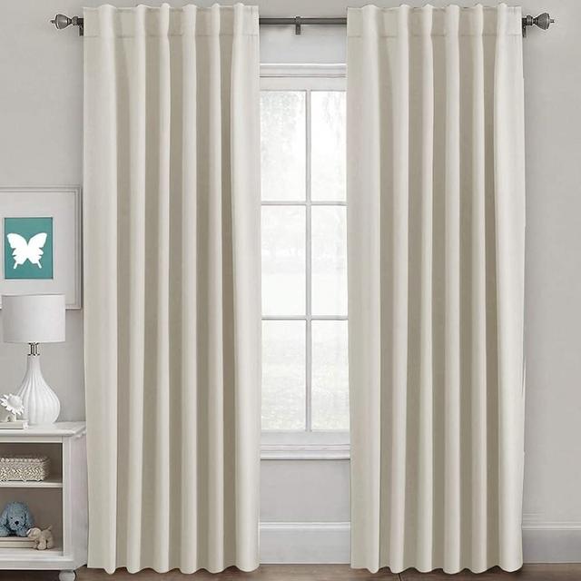 Light Reducing Curtains Thermal Insulated Window Treatment Panels Room Darkening Privacy Assured Drapes for Living Room Back Tab/Rod Pocket Bedroom Draperies 2 Panels, Ivory - 52 x 84 Inch