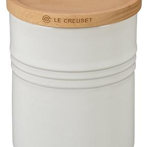 Le Creuset Canister with Wood Lid, 2 1/2 quart, White