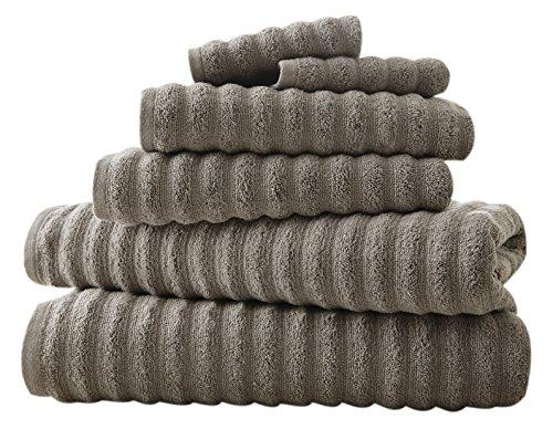 Luxury Spa Collection | 6-Piece Ultra Soft Quick-Dry 550GSM 100% Combed Cotton Wavy Towel Set by Amrapur Overseas [Grey]