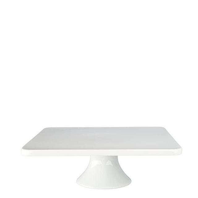 BIA Cordon Bleu 11-Inch by 3-3/4-Inch Porcelain Square Cake Stand, White