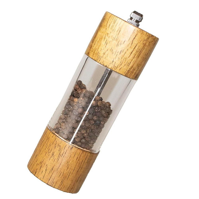 TooWoom Pepper Grinder Salt Grinder Wooden Pepper Mill Grinder w/Adjustable Coarse, 6 inch Wood Refillable Manual Pepper Grinder Mill Peppermill for Black Peppercorn, Easy Clean