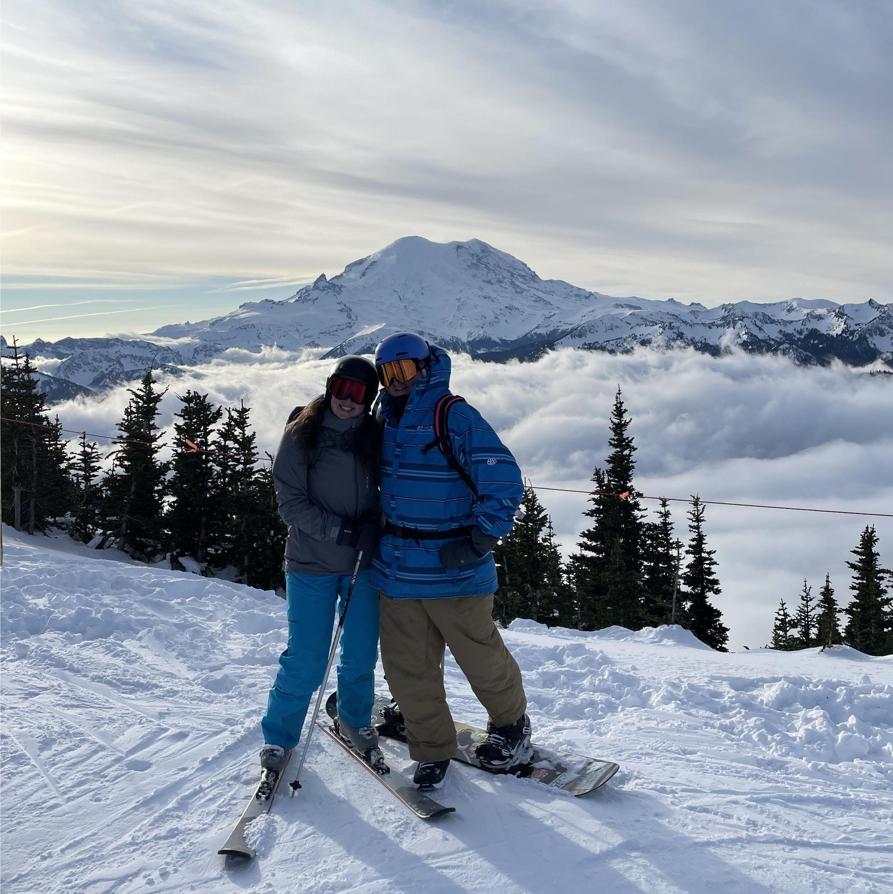 Skiing at Crystal Mountain, our local spot.