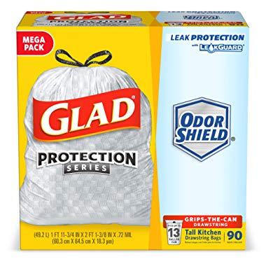 Glad Tall Kitchen Drawstring Trash Bag - 13 Gallon - 90 Count (Packaging may vary)