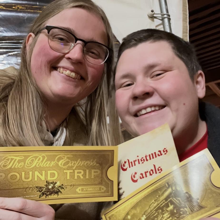 The Christmas obsessed pair went to the Polar Bear Express experience in Jamestown, CA. The two caroled and drank perfect hot chocolate!