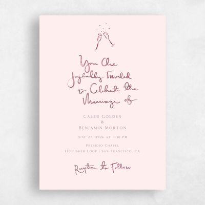 Lightest Blush, Pink Wedding Invitation - Dunluce Classic