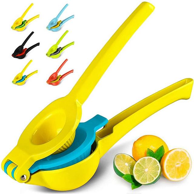 Top Rated Zulay Premium Quality Metal Lemon Lime Squeezer - Manual Citrus Press Juicer (Vibrant Yellow and Blue Atoll)