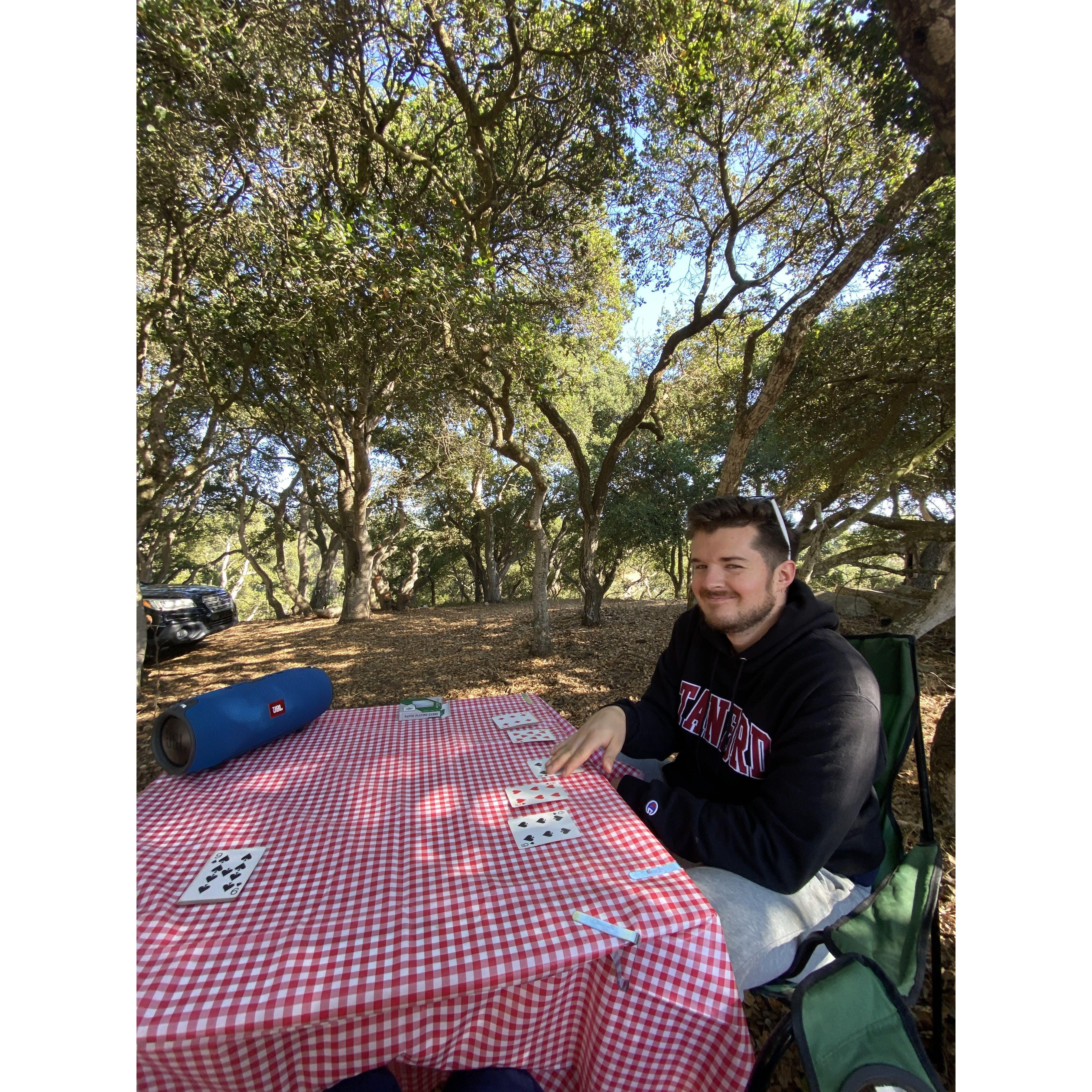 We are loving camping, playing cards, and enjoying nature! This campsite (we found on Hipcamp) had dogs, kittens, goats, roosters, and sheep you could pet!!