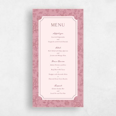 Dusty Pink Wedding Menu - Selindra